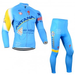 2014 Astana Fietskleding Fietsshirt lange mouw+Lange fietsbroeken 823