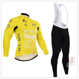 2015 Tour de France jaune Fietskleding Fietsshirt lange mouw+Lange fietsbroeken Bib 2088