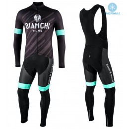 2022 Bianchi Milano Bianzone Black Thermal Fietskleding Fietsshirt Lange Mouw+Lange Fietsbroek Bib FUNaW