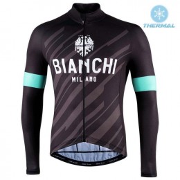 2022 Bianchi Milano Bianzone Black Thermal Fietsshirt Lange Mouw q65UK