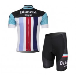 Bianchi 2014 Fietskleding Fietsshirt Korte Mouwen+Fietsbroek Korte zeem wit Red Blue 832