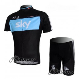SKY Pro Team Fietskleding Fietsshirt Korte Mouwen+Fietsbroek Korte zeem zwart blauw 536