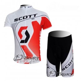 Scott Racing Team Fietskleding Fietsshirt Korte Mouwen+Fietsbroek Korte zeem wit rood 524