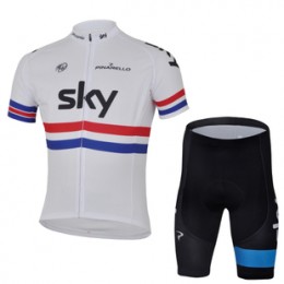 2013 Team Sky Fietsshirt Korte mouw+Korte fietsbroeken met zeem Kits wit blauw zwart 4340