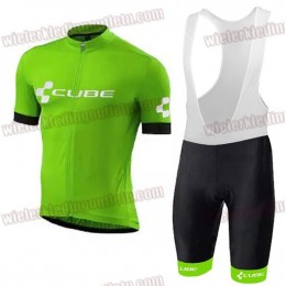 2018 Cube groen Fietskleding Set wielershirt korte mouwen+koersbroek kort Bib 33nl10041