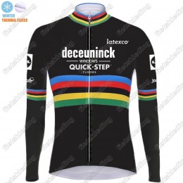 Winter Thermal Fleece Deceuninck quick step 2021 UCI World Champion Fietsshirt Lange Mouw 2021032