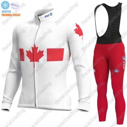 Canada FDJ Winter Thermal Fleece 2021 Wielerkleding Set Fietsshirts Lange Mouw+Lange Fietsrbroek Bib 2021397