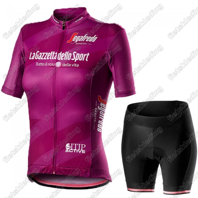 Dames Giro D-italia 2021 Wielerkleding Set Fietsshirts Korte Mouw+Korte Wielerbroek Bib 2021432