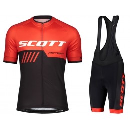 2019 Scott-RC-Profteams zwart-rood Fietskleding Set Fietsshirt Korte Mouw+Korte fietsbroeken AQXJ122