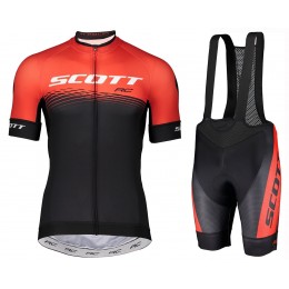 2019 Scott RC rood-zwart Fietskleding Set Fietsshirt Korte Mouw+Korte fietsbroeken KXGH257