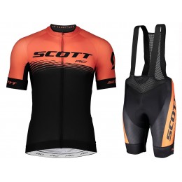 2019 Scott RC zwart-Orange Fietskleding Set Fietsshirt Korte Mouw+Korte fietsbroeken WRDK435