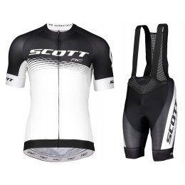 2019 Scott RC zwart-wit Fietskleding Set Fietsshirt Korte Mouw+Korte fietsbroeken YFAU525