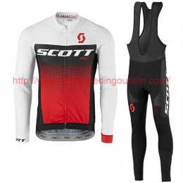 2017 Scott Rc wit zwart rood Fietskleding Fietsshirt lange mouw+Lange fietsbroeken Bib 201717579